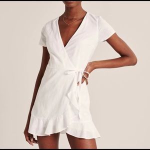 Abercrombie & Fitch White Ruffle Wrap Dress
